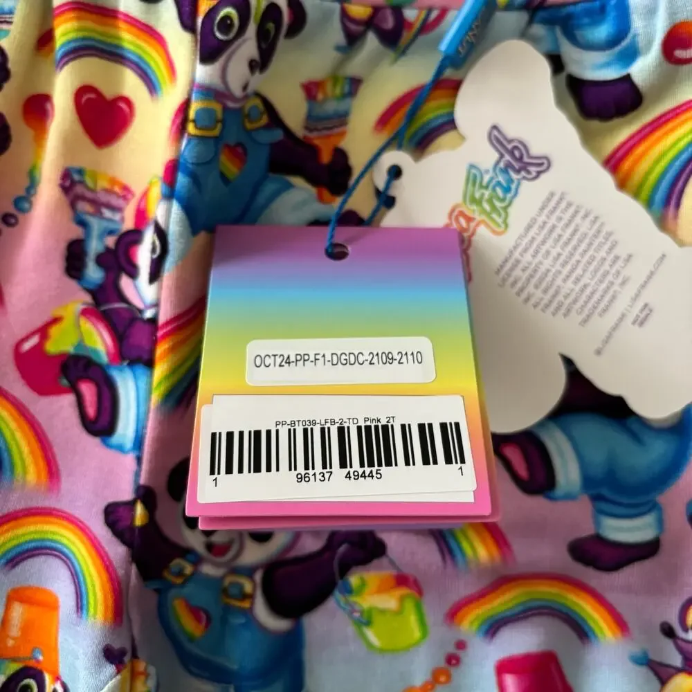 NWT Posh Peanut Lisa Frank Painter Panda French Terry Joggers SZ 2T 90s Rainbow